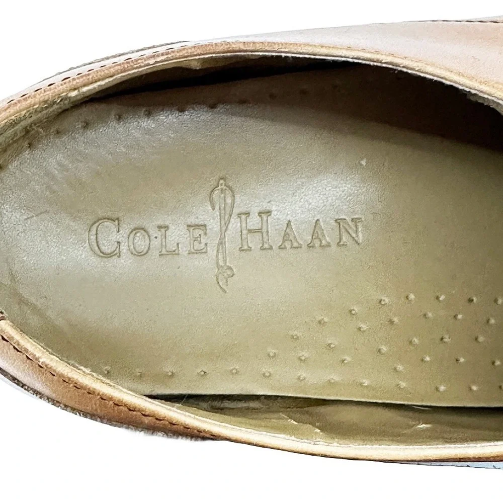 COLE HAAN Men's Leather Oxford Dress Shoes • 9 • Camel Tan